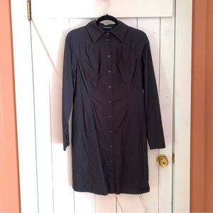 Black Long Sleeve Button Down Mini Shirt Dress